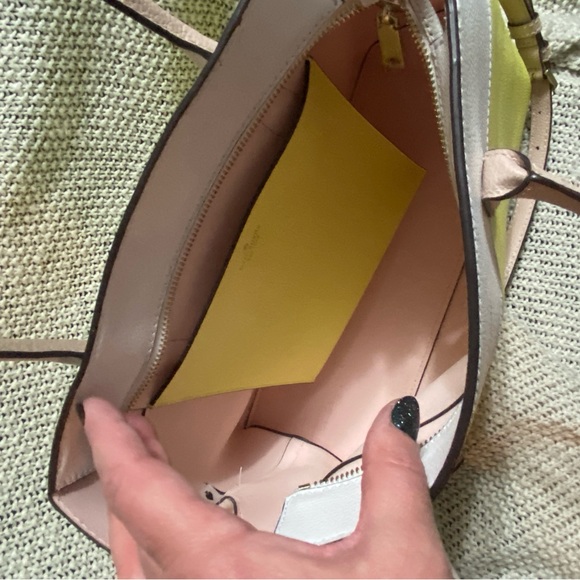 Kate Spade Leather Eva‎ Colorblock Medium Top Zip Satchel Bag in Limelight - Picture 7 of 11